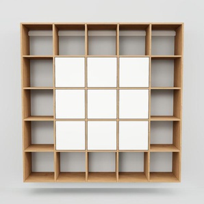 Hängeschrank Weiß - Moderner Wandschrank: Türen in Weiß - 195 x 195 x 34 cm, konfigurierbar
