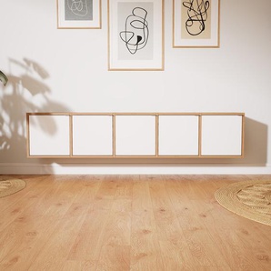Hängeschrank Weiß - Moderner Wandschrank: Türen in Weiß - 195 x 41 x 34 cm, konfigurierbar