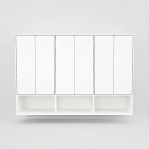 Hängeschrank Weiß - Moderner Wandschrank: Türen in Weiß - 226 x 156 x 47 cm, konfigurierbar