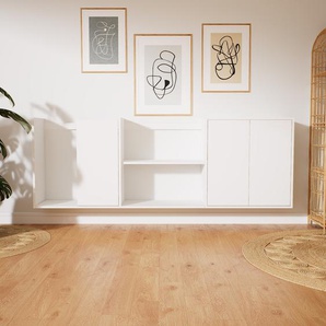 Hängeschrank Weiß - Moderner Wandschrank: Türen in Weiß - 226 x 79 x 34 cm, konfigurierbar
