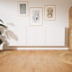 Hängeschrank Weiß - Moderner Wandschrank: Türen in Weiß - 226 x 79 x 34 cm, konfigurierbar