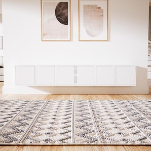 Hängeschrank Weiß - Moderner Wandschrank: Türen in Weiß - 233 x 41 x 34 cm, konfigurierbar