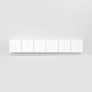 Hängeschrank Weiß - Moderner Wandschrank: Türen in Weiß - 450 x 79 x 34 cm, konfigurierbar