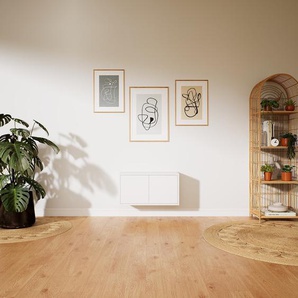 Hängeschrank Weiß - Moderner Wandschrank: Türen in Weiß - 77 x 40 x 34 cm, konfigurierbar