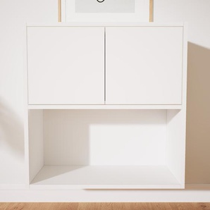 Hängeschrank Weiß - Moderner Wandschrank: Türen in Weiß - 77 x 79 x 34 cm, konfigurierbar