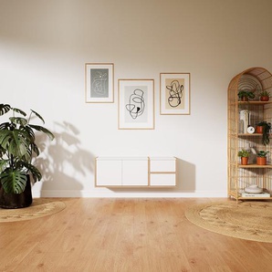 Hängeschrank Weiß - Wandschrank: Schubladen in Weiß & Türen in Weiß - 115 x 41 x 34 cm, konfigurierbar