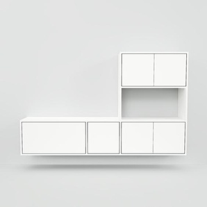 Hängeschrank Weiß - Wandschrank: Schubladen in Weiß & Türen in Weiß - 190 x 118 x 34 cm, konfigurierbar