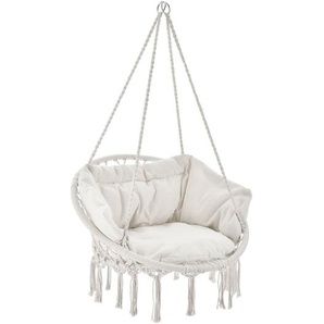 Hängesessel Cadras in Beige mit Sitz- und Rückenkissen