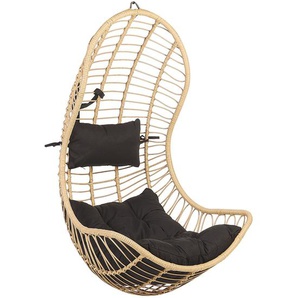 Hängesessel Beige Rattan inkl. Kissen Outdoor Indoor Boho Stil