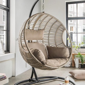 Hängestuhl DESTINY COCO DE LUXE II Hängematten beige (natur, beige) Hängesessel und Hängematten inkl. Gestell, Sitz- Rückenkissen, belastbar bis 110 kg