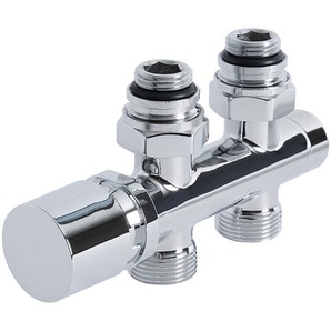 Hahnblock Heizkörperventil Gerade Manuell Chrom - Multiadapter für 12mm Kupferrohre, von Hudson Reed