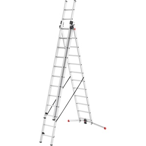 HAILO Anlegeleiter S100 ProfiLOT Leitern Aluminium Kombileiter 3-teilig 3x12 Sprossen Gr. B/H/L: 48 cm x 360 cm x 21 cm, grau (aluminiumfarben) Leitern