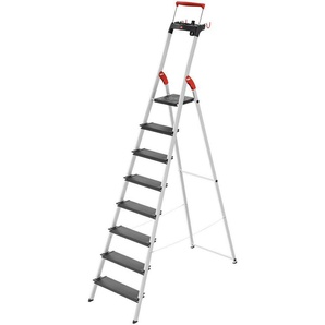 Hailo Stehleiter L100 TopLine, Alu-Sicherheits-Stehleiter 8 Stufen