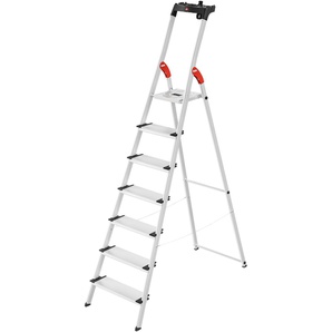 HAILO Stehleiter L80 ComfortLine Leitern Alu-Sicherheits-Stehleiter 7 Stufen Gr. B/H/L: 53 cm x 232 cm x 14 cm, grau (aluminiumfarben) Leitern