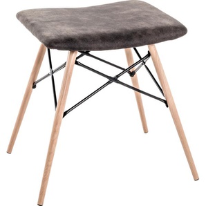 Hocker HAKU Gr. B/H/T: 48 cm x 47 cm x 40 cm, Kunstleder, schwarz (buche, grau, schwarz) Sitzhocker Hocker