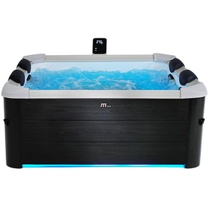 Halbfester Whirlpool MSPAfür 6 Personen mit LED-Beleuchtung & Zubehör - Anthrazitgrau - 128 Düsen - 160 x 160 x 65 cm - NAPUKA