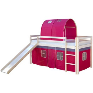 Kinderbett Alyce mit Tunnel und Vorhang ohne Lattenrost, 90 x 200 cm