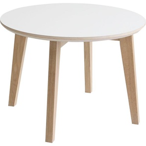Couchtisch HAMMEL FURNITURE Basic by Hammel Single Tische Gr. B/H/T: 60 cm x 43 cm x 60 cm, weiß (weiß, naturfarben) Couchtische rund oval Tisch in zwei Größen und Farben, Gestell aus Massivholz
