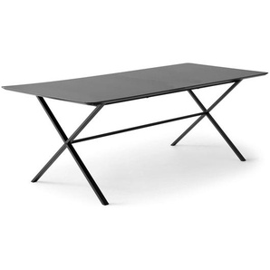 Hammel Furniture Esstisch Meza Designtisch mit Auszugsfunktion und 2 Einlegeplatten, abgerundete Tischplatte MDF, gekreuztes Metallgestell, in zwei Breiten