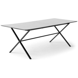 Hammel Furniture Esstisch Meza Designtisch mit Auszugsfunktion und 2 Einlegeplatten, abgerundete Tischplatte MDF, gekreuztes Metallgestell, in zwei Breiten