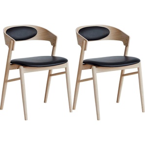 Hammel Furniture Holzstuhl Findahl by Hammel Springer (Set, 2 St), Massivholz, mit Sitz und Rückenpolster aus Leder