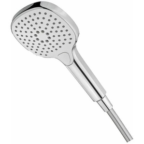 Handbrause SoftWhiteQ 120 mm, 3 Strahlarten mit Druckknopftechnik, porzelanweiß - chrom, weiss