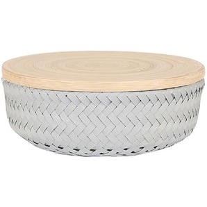 HANDED BY Korb rund Ø 21cm mit Bambus Deckel GRAU Box Aufbewahrung Ablage Kiste