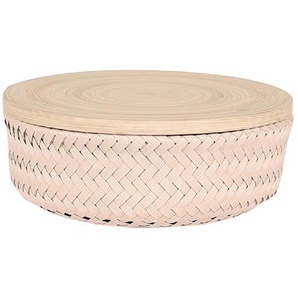 HANDED BY Korb rund Ø 21cm mit Bambus Deckel rosa Box Aufbewahrung Ablage Kiste