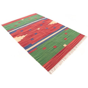 Handgefertigter Kelim-Teppich aus Wolle in Rot