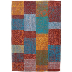 Handgefertigter Kelim-Teppich Dahlstrom aus Wolle in Blau/Rot