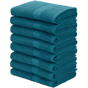 Handtuch MY HOME Juna Handtücher Gr. B/L: 50 cm x 100 cm (8 St.), blau (aqua) Handtücher im Set und als Serie, Handtuchset mit Struktur-Bordüre, 100% Baumwolle