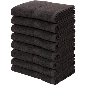 Handtuch MY HOME Juna Handtücher Gr. B/L: 50 cm x 100 cm (8 St.), schwarz Handtücher im Set und als Serie, Handtuchset mit Struktur-Bordüre, 100% Baumwolle