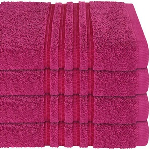 Handtuch SCHIESSER Schiesser Frottier-Set Milano, 4x Handtuch Handtücher Gr. B/L: 50 cm x 100 cm (4 St.), pink (fuchsia) Handtücher mit Webbordüre