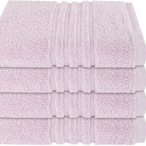 Handtuch SCHIESSER Schiesser Frottier-Set Milano, 4x Handtuch Handtücher Gr. B/L: 50 cm x 100 cm (4 St.), rosa (rose) Handtücher mit Webbordüre