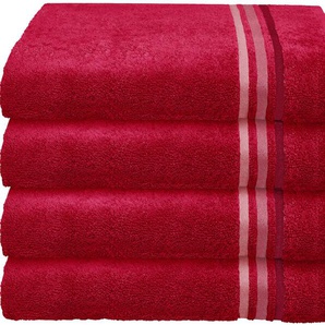 Handtuch SCHIESSER Skyline Color Handtücher (Packung) Gr. B/L: 50 cm x 100 cm (4 St.), rot Handtücher mit eleganter Streifenbordüre, MADE IN GREEN by OEKO-TEX-zertifiziert