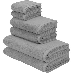 Handtuch Set BRUNO BANANI Lana, Handtuch in Premium Qualität 600g/m², grau (aluminium), 6 tlg., Frottier, Obermaterial: 100% Baumwolle, Handtuch-Sets, hochwertig, stilvoll, weich, extra schwere, flauschige Hotel-Qualität, Topseller