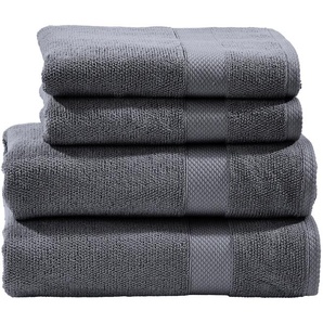 Handtuch Set DONE. Deluxe Handtuch-Sets Gr. 4 tlg., grau (anthrazit) Handtuch-Sets 2x Gästehandtücher & Handtücher, aus hochwertigem Zwirnfrottier