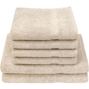 Handtuch Set DYCKHOFF Deep Harmony Comfort Handtücher (Packung) Gr. (6 St.), beige (natur) Handtuch-Sets 15% Hanf