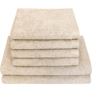 Handtuch Set DYCKHOFF Deep Harmony Element Handtuch-Sets Gr. 6 tlg., beige (natur) Handtuch-Sets 15% Hanf