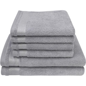 Handtuch Set DYCKHOFF Gloss Handtuch-Sets Gr. 6 tlg., silberfarben (silber) Handtuch-Sets