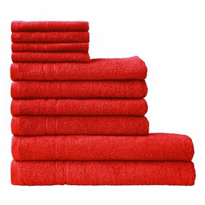 Handtuch Set DYCKHOFF Kristall Handtuch-Sets Gr. 10 tlg., rot Handtuch-Sets mit feiner Bordüre