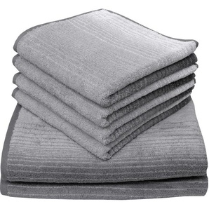 Handtuch Set DYCKHOFF mit Farbverlauf Handtuch-Sets Gr. 6 tlg., grau Handtuch-Sets mit Farbverlauf