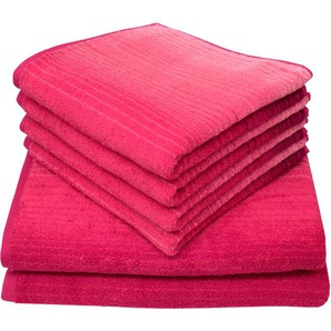 Handtuch Set DYCKHOFF mit Farbverlauf Handtuch-Sets Gr. 6 tlg., pink Handtuch-Sets mit Farbverlauf