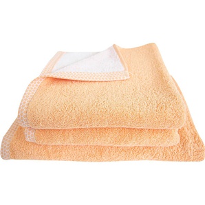 Handtuch Set DYCKHOFF Pure Natural Comb Handtuch-Sets Gr. 3 tlg., rot (coral) Handtuch-Sets