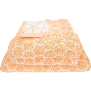 Handtuch Set DYCKHOFF Pure Natural Honey Handtuch-Sets Gr. 3 tlg., rot (coral) Handtuch-Sets