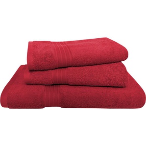 Handtuch Set DYCKHOFF Siena Handtuch-Sets Gr. 3 tlg., rot (granat) Handtuch-Sets mit Bordüre