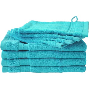 Handtuch Set DYCKHOFF Siena Handtuch-Sets Gr. 8 tlg., blau (aqua) Handtuch-Sets Handtuchset in tollen Unifarben