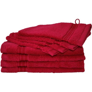 Handtuch Set DYCKHOFF Siena Handtuch-Sets Gr. 8 tlg., rot (granat) Handtuch-Sets Handtuchset in tollen Unifarben
