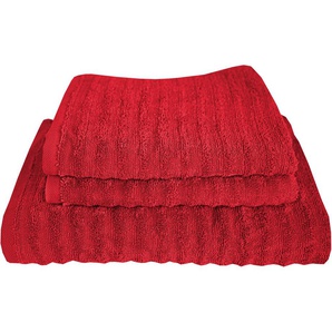 Handtuch Set DYCKHOFF Wellenstreifen Handtuch-Sets Gr. 3 tlg., rot Handtuch-Sets