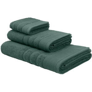 Handtuch Set HOME AFFAIRE Cerdon Handtuch-Sets Gr. 3 tlg., grün (dunkelgrün) Handtuch-Sets Premium Handtücher mit Bordüre, Handtuch-Set, 100% Baumwolle 600grm²